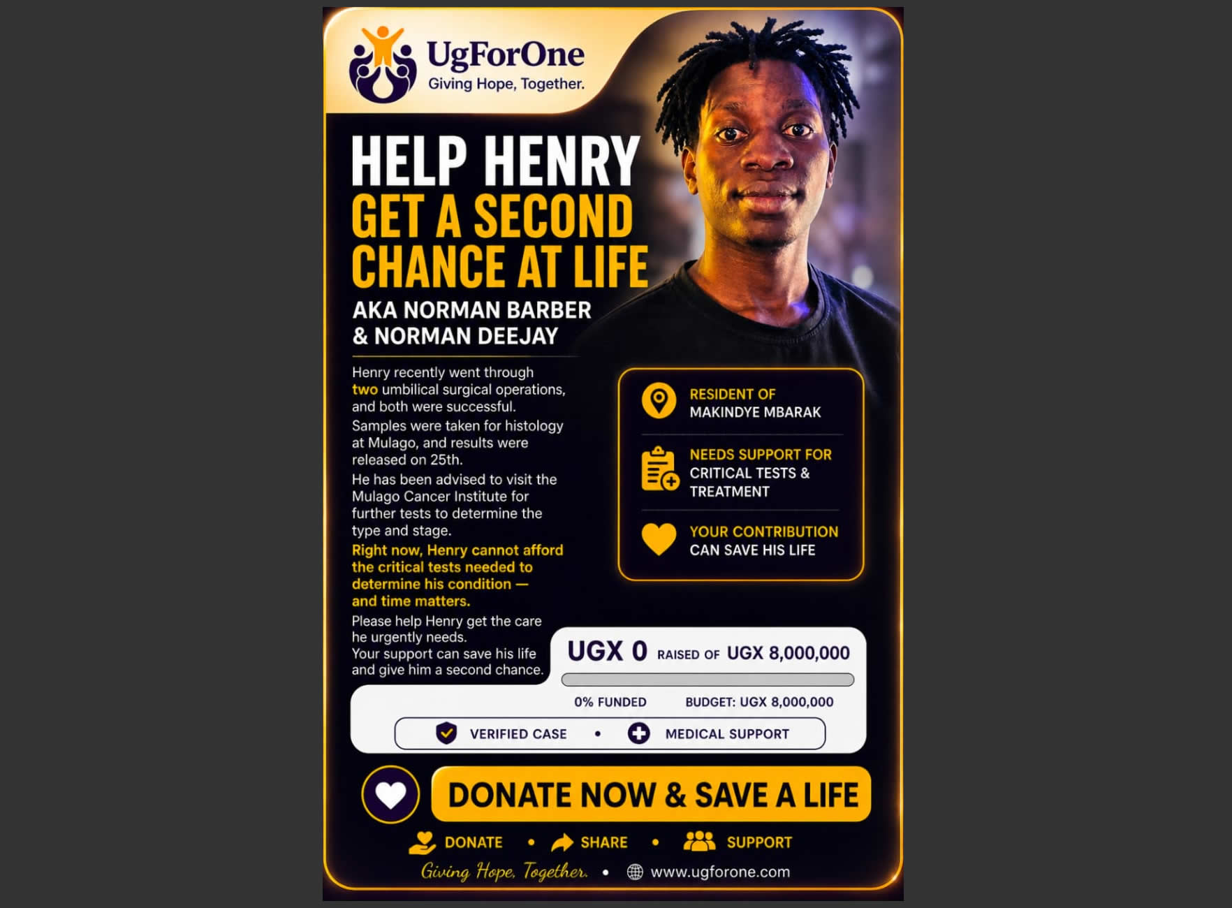 Help Kisakye Henry Access Life-Saving Cancer Screening and Treatment